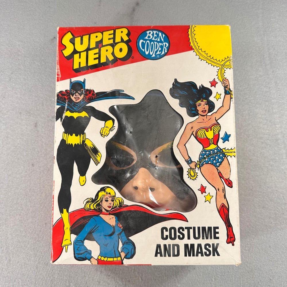 Vintage 1977 Ben Cooper Batgirl Super Hero Costume and Mask Boxed Set 260 Large